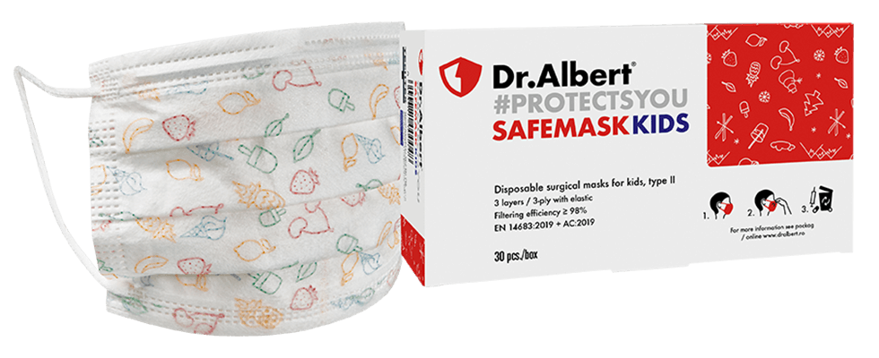 Disposable surgical masks for kids, type II